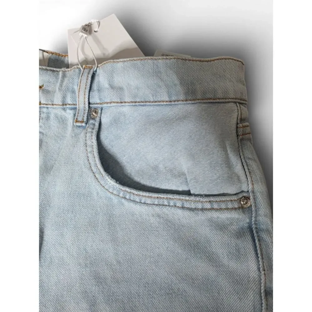 New with Tags ANINE BING Manon Jeans 31 Light Wash High Rise Wide Leg Button